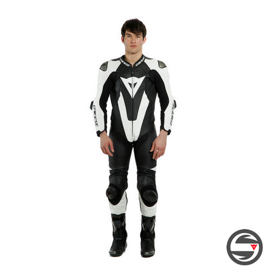 LAGUNA SECA 5 1PC PERF. LEATHER SUIT S/T 622 BLACK WHITE