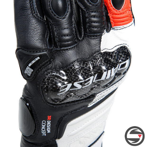 CARBON 4 LONG LADY LEATHER GLOVES N32 BLACK WHITE FLUO-RED
