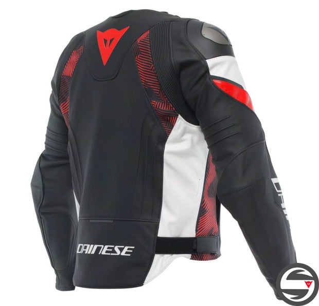 AVRO 5 LEATHER JACKET A77 BLACK RED WHITE