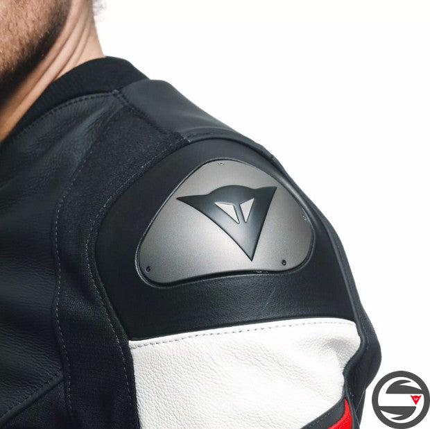 AVRO 5 LEATHER JACKET A77 BLACK RED WHITE