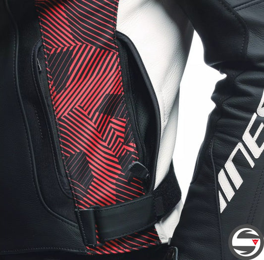 AVRO 5 LEATHER JACKET A77 BLACK RED WHITE