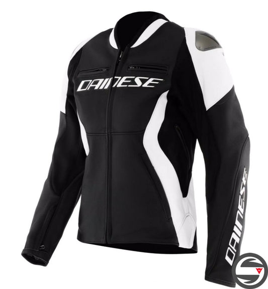 RACING 5 LEATHER JACKET WMN 622 BLACK WHITE