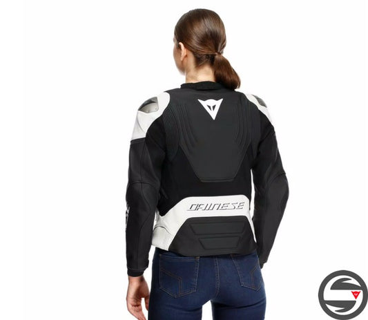 RACING 5 LEATHER JACKET WMN 622 BLACK WHITE