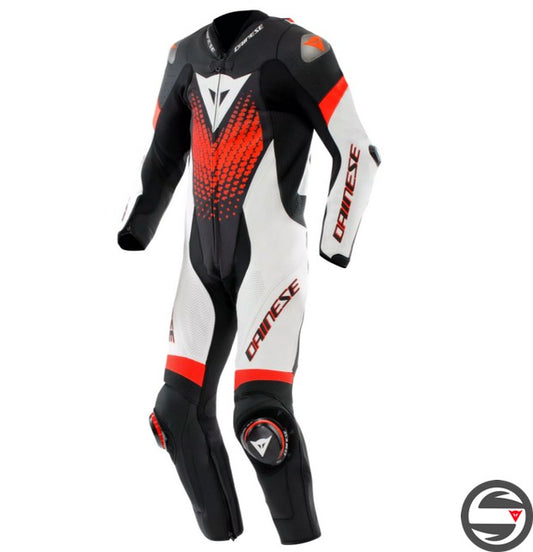 LAGUNA SECA 6 1PC N32 PERF. LEATHER SUIT BLACK WHITE FLUO-RED