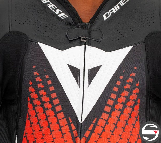 LAGUNA SECA 6 1PC N32 PERF. LEATHER SUIT BLACK WHITE FLUO-RED