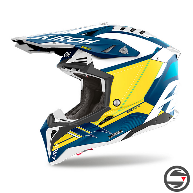 AIROH AVIATOR 3 SABER BLUE MATT YELLOW AV3SA13