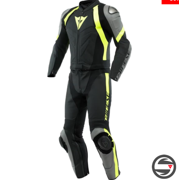 AVRO 4 LEATHER 2PCS SUIT 24A BLACK-MATT CHARCOAL FLUO YELLOW