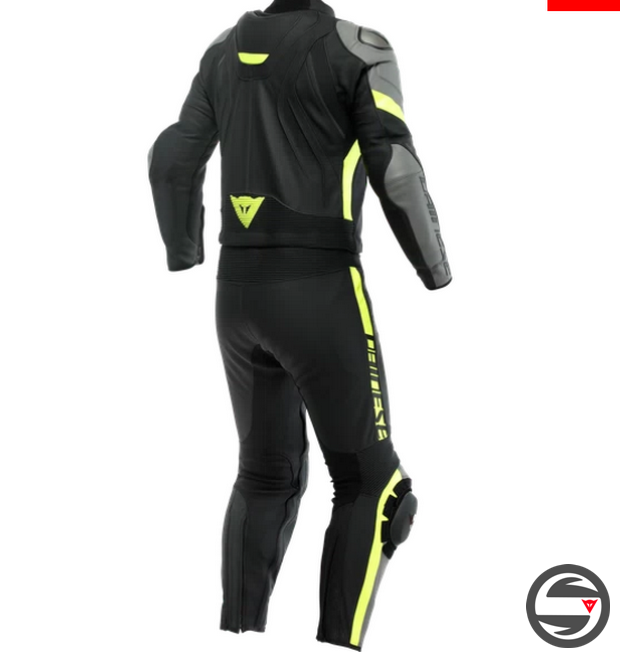 AVRO 4 LEATHER 2PCS SUIT 24A BLACK-MATT CHARCOAL FLUO YELLOW