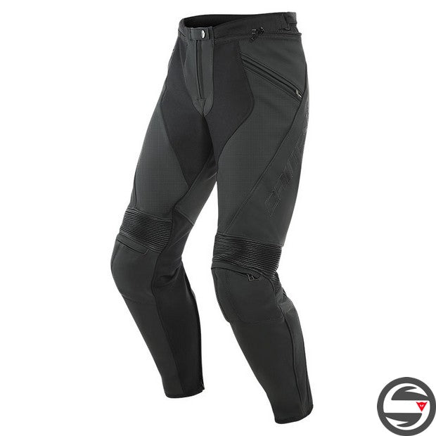 PONY 3 PERF. LEATHER PANTS 076 BLACK MATT