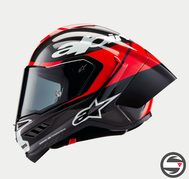 SUPERTECH R10 SOLID BLACK RED CARBON B R WG ECE DOT FIM
