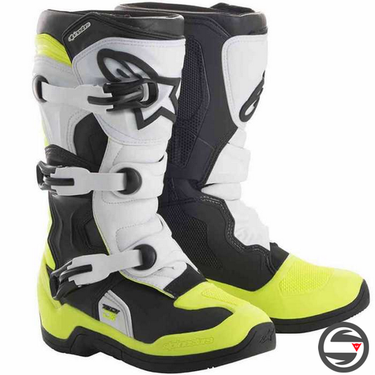 ALPINES. TECH 3S YOUTH (125) WHITE BLACK YELLOW