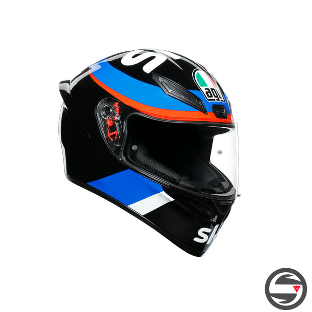 K1 AGV TOP 008 REPLICA VR46 SKY RACING TEAM BLACK RED BLUE GLOSSY