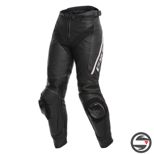 DELTA 3 LADY LEATHER PANTS 948 BLACK WHITE