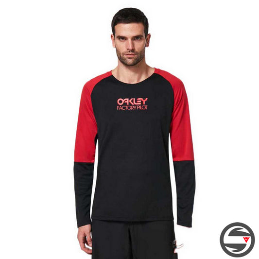 OAKLEY SWITCHBACK LS TRAIL TEE JERSEY BLACK RED