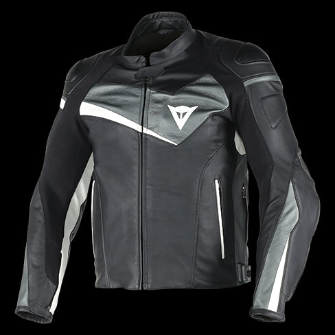 VELOSTER LEATHER JACKET BLACK ANTRACITE WHITE