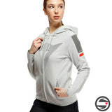 DAINESE FADE LADY FULL-ZIP HOODIE 38G GLACIER GRAY DARK RED