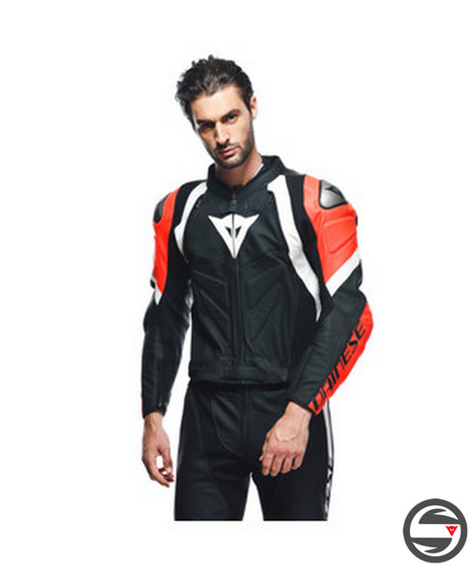 AVRO 4 LEATHER 2PCS SUIT 54G BLACK-MATT FLUO RED WHITE