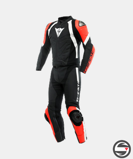 AVRO 4 LEATHER 2PCS SUIT 54G BLACK-MATT FLUO RED WHITE