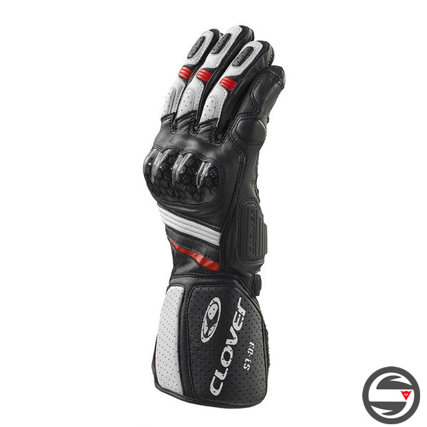 ST-03 LEATHER SPORT GLOVES BLACK WHITE RED CLOVER