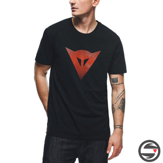 T-SHIRT DAINESE T-SHIRT LOGO 628 BLACK FLUO-RED