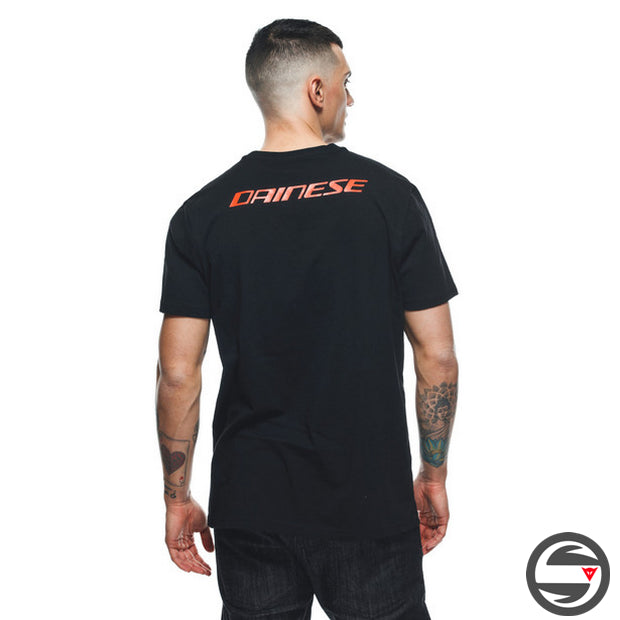 T-SHIRT DAINESE T-SHIRT LOGO 628 BLACK FLUO-RED
