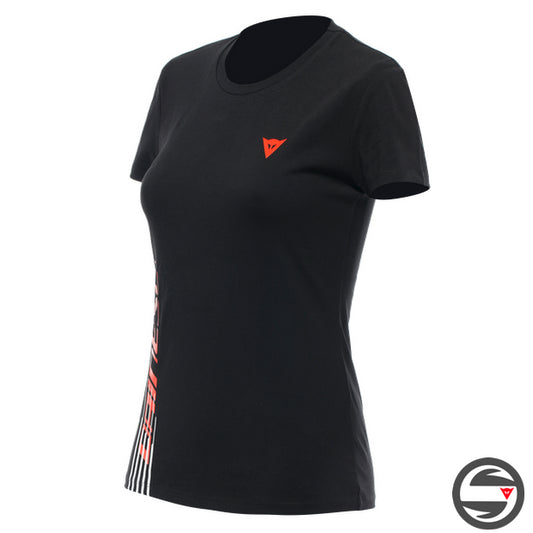 T-SHIRT DAINESE T-SHIRT LOGO LADY 628 BLACK FLUO-RED