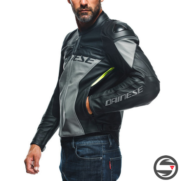 RACING 4 LEATHER JACKET 09F GRAY BLACK