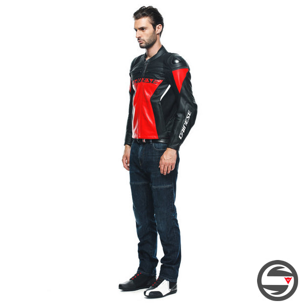 RACING 4 LEATHER JACKET C36 LAVA-RED BLACK