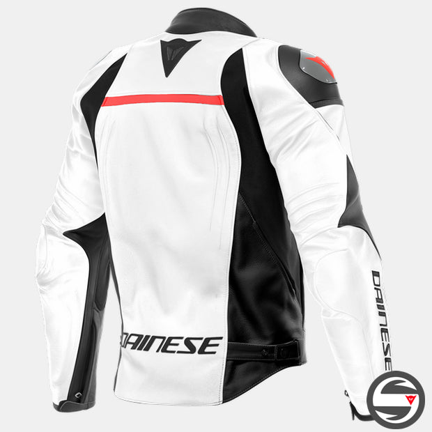 RACING 4 LEATHER JACKET 601 WHITE BLACK