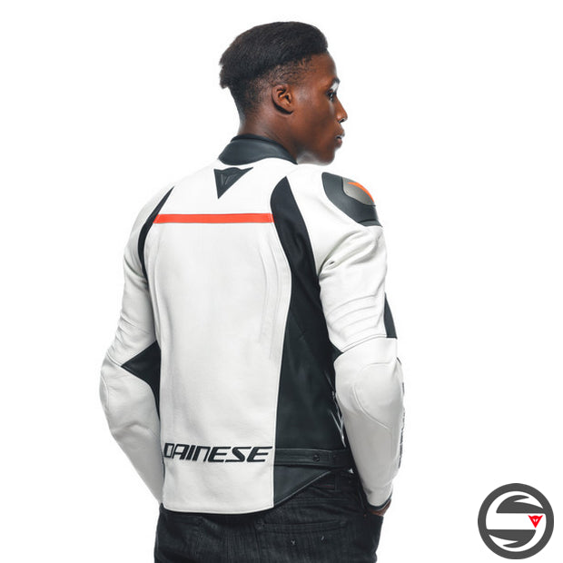 RACING 4 LEATHER JACKET 601 WHITE BLACK