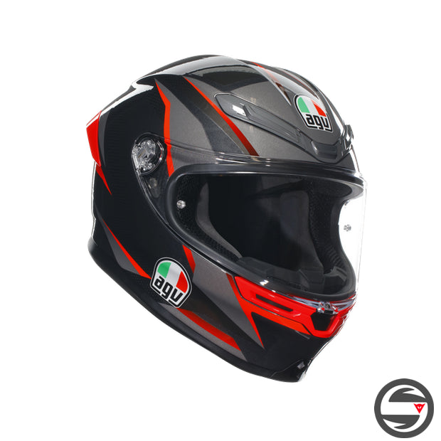 K6 S AGV E2206 MPLK 014 SLASHCUT BLACK/GREY/RED ECE 22.06