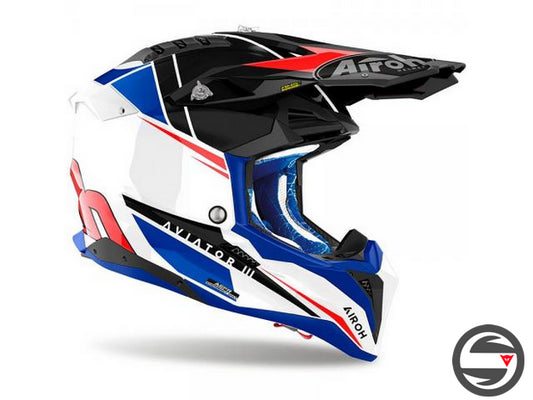 AIROH AVIATOR 3 PUSH BLUE RED GLOSS AV3P55
