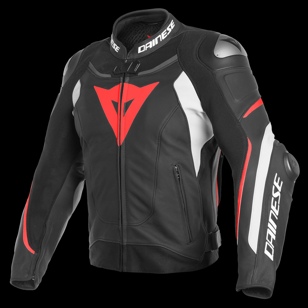 SUPER SPEED 3 LEATHER JACKET N32 BLACK WHITE RED