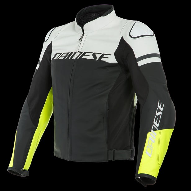 AGILE LEATHER JACKET 95C BLACK-MATT WHITE FLUO-YELLOW