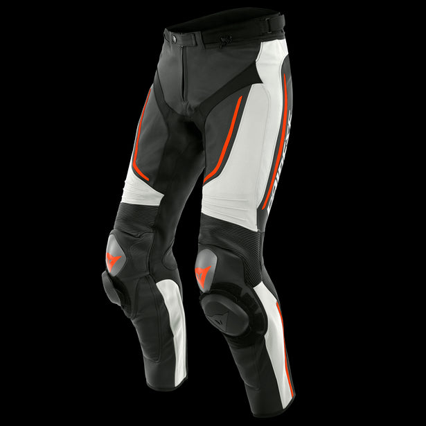 ALPHA PERF. LEATHER PANTS I96 WHITE BLACK FLUO RED