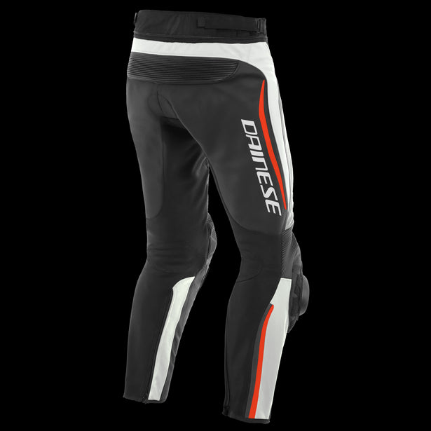 ALPHA PERF. LEATHER PANTS I96 WHITE BLACK FLUO RED