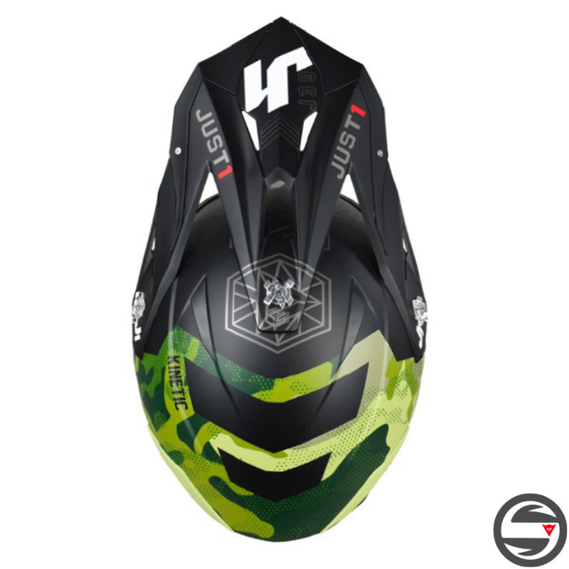 JUST1 HELMET J39 KINETIC CAMO ARMY GREEN BLACK MATT