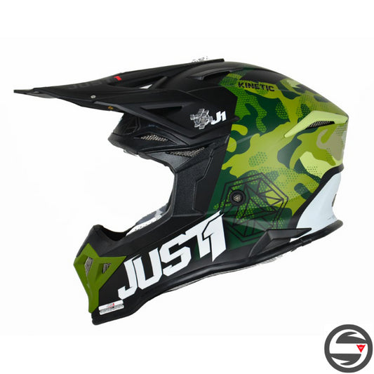 JUST1 HELMET J39 KINETIC CAMO ARMY GREEN BLACK MATT