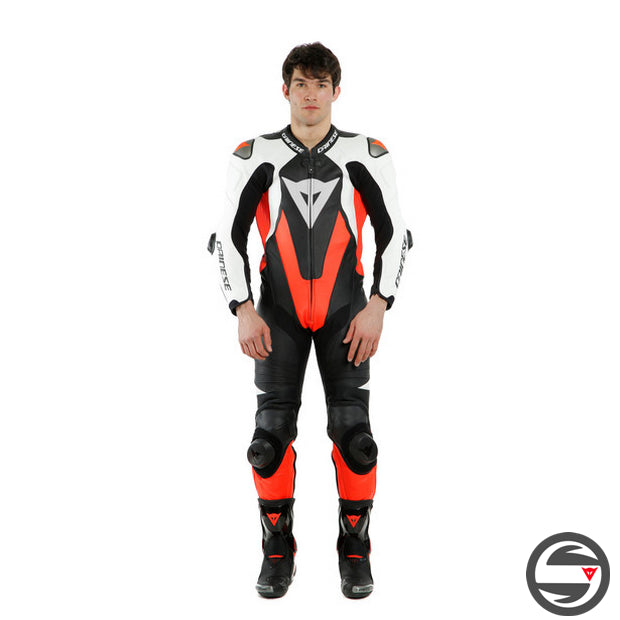 LAGUNA SECA 5 1PC PERF. LEATHER SUIT N32 BLACK WHITE FLUO-RED