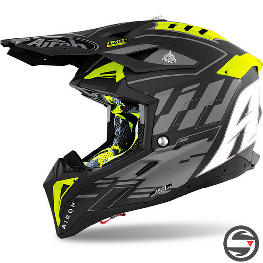 AIROH AVIATOR 3 RAMPAGE AV3RAM35 BLACK MATT YELLOW