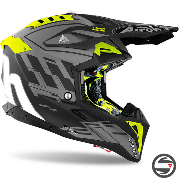 AIROH AVIATOR 3 RAMPAGE AV3RAM35 BLACK MATT YELLOW