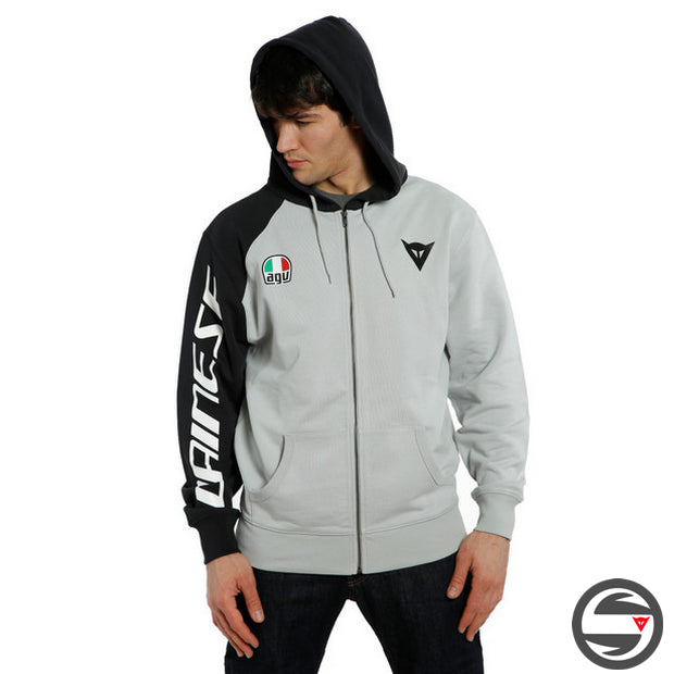 DAINESE RACING SERVICE FULL-ZIP HOODIE 51C GLACIER GRAY BLACK