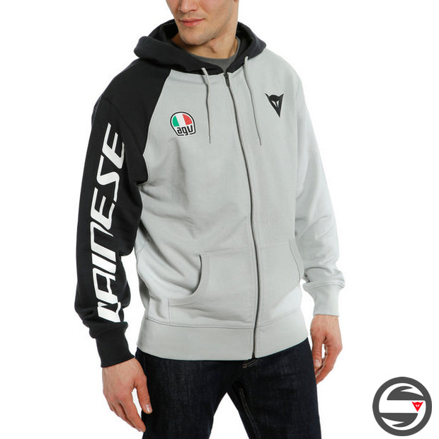 DAINESE RACING SERVICE FULL-ZIP HOODIE 51C GLACIER GRAY BLACK