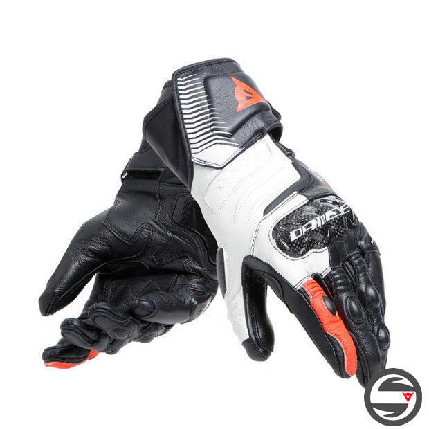 CARBON 4 LONG LADY LEATHER GLOVES N32 BLACK WHITE FLUO-RED