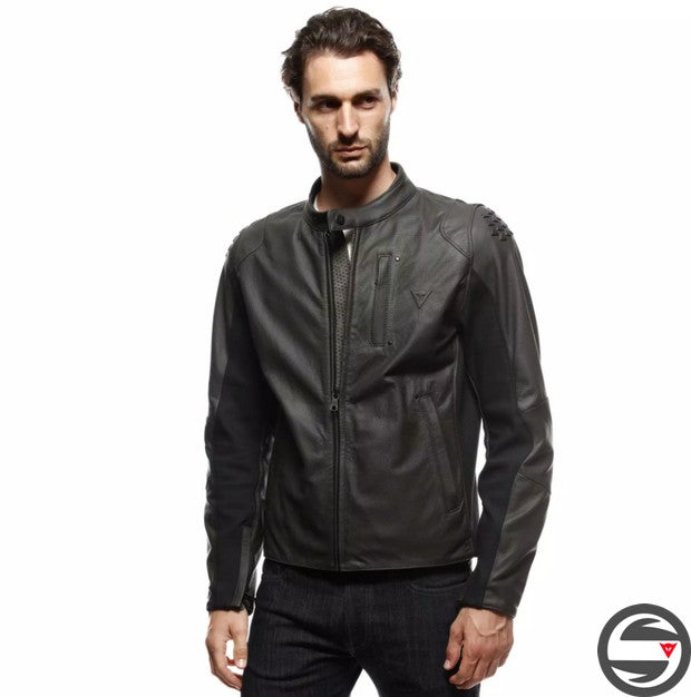 ISTRICE QDF PERF. LEATHER JACKET 005 DARK BROWN