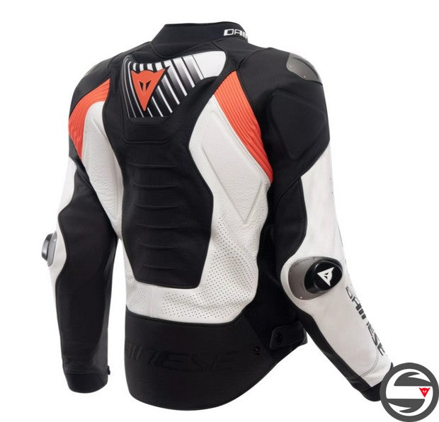 SUPER SPEED 5 LEATHER JACKET PERF. N32 BLACK WHITE RED FLUO