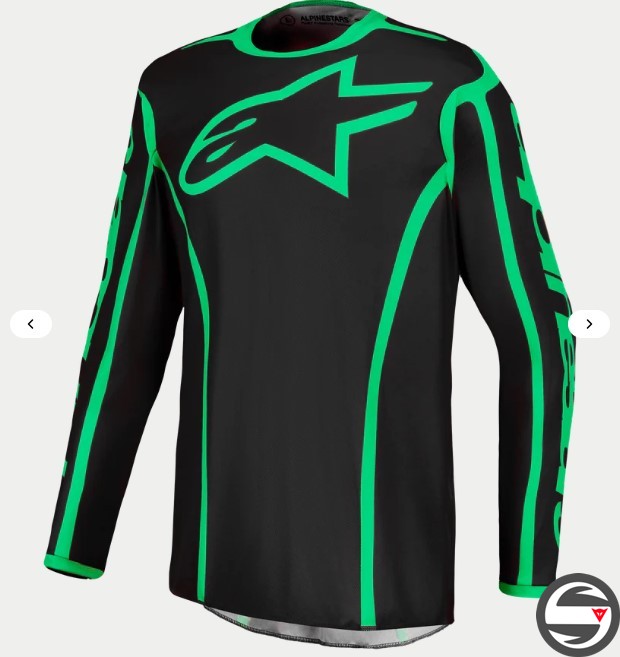 3761227 FLUID APEX V2 JERSEY BLK GREEN FLUO