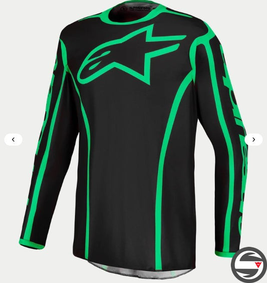3761227 FLUID APEX V2 JERSEY BLK GREEN FLUO