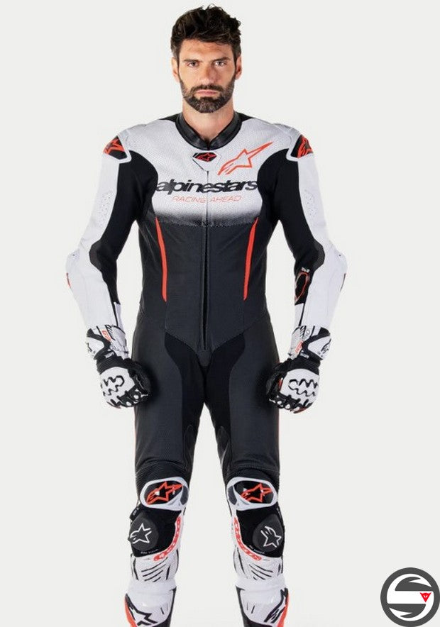 3150125 GP-R7 1PC LTH SUIT 233 WHITE BLACK RED FLUO