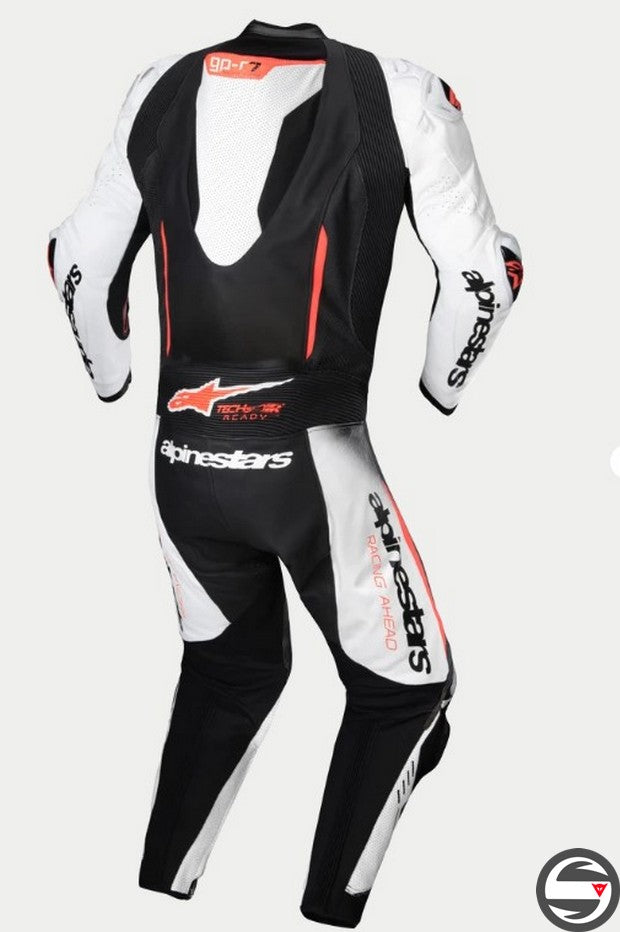 3150125 GP-R7 1PC LTH SUIT 233 WHITE BLACK RED FLUO